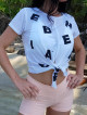 Shirt Letters mit Schnürrung N680 WEIß NEBBIA