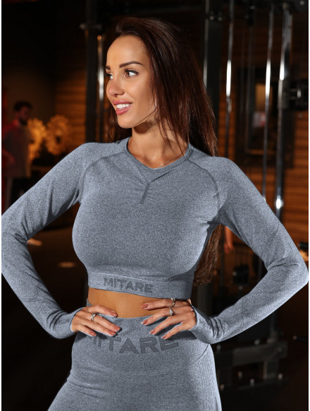 Nahtloses Crop Top PUSH UP MAX K084 dunkelgrau MITARE