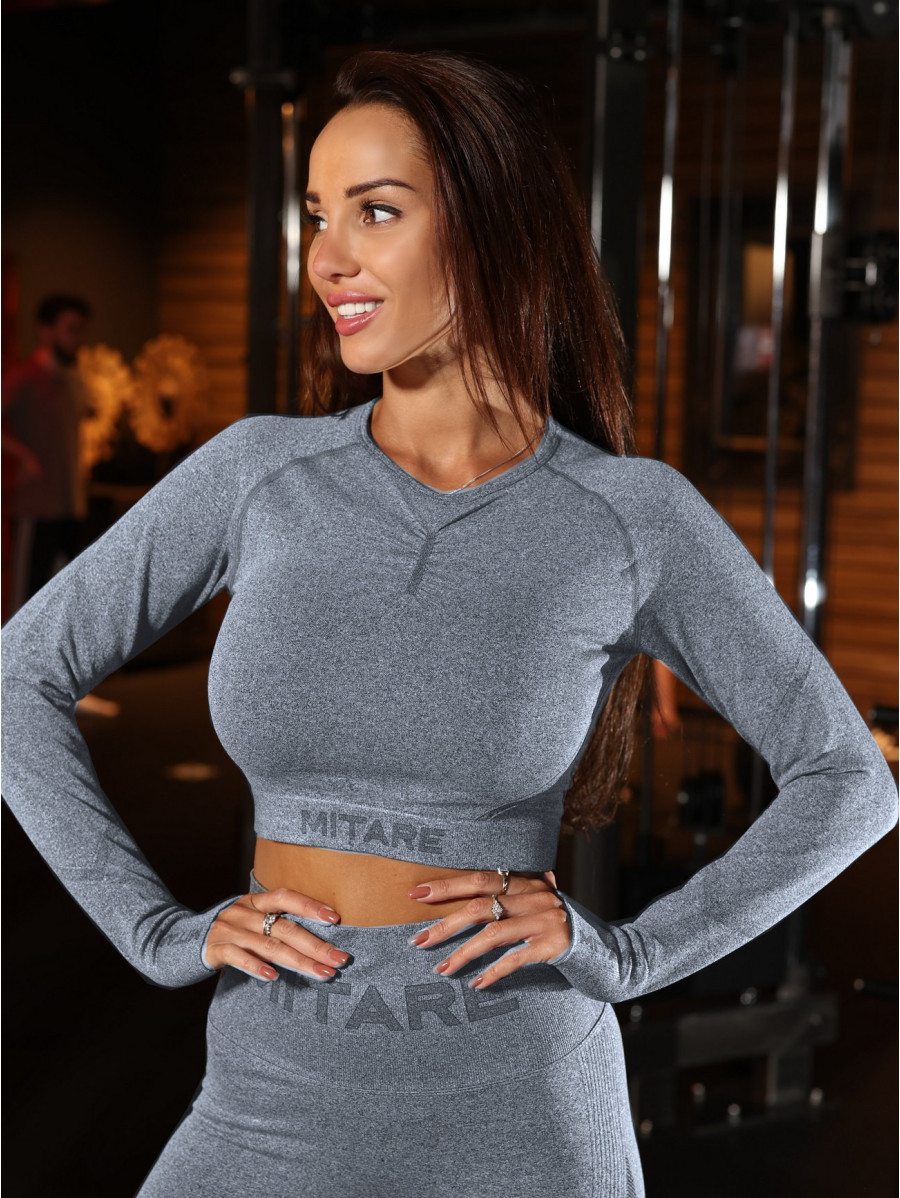 Nahtloses Crop Top PUSH UP MAX K084 dunkelgrau MITARE