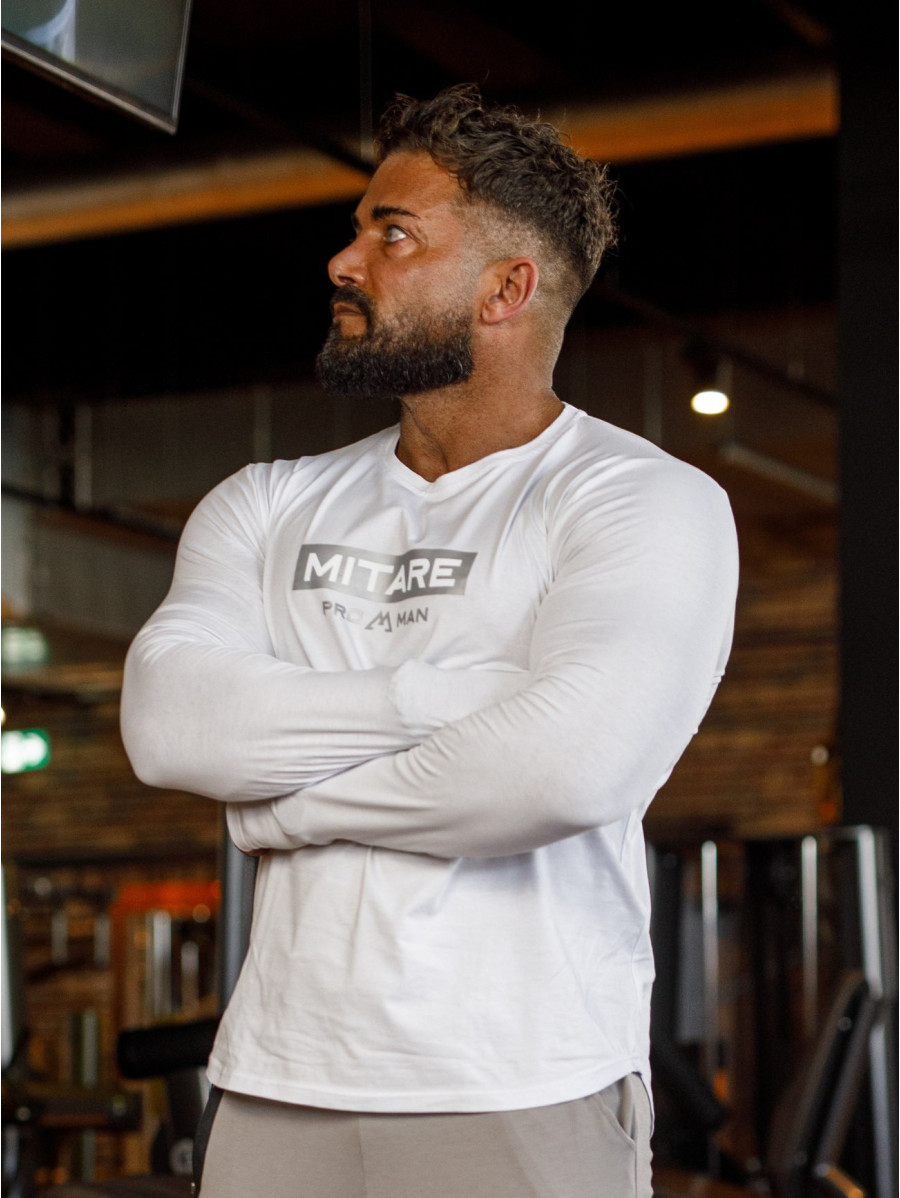 Langarm-T-Shirt K094 weiß MITARE PRO MAN