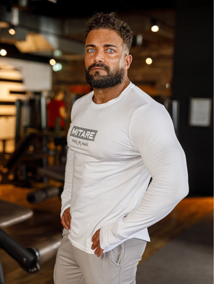 Langarm-T-Shirt K094 weiß MITARE PRO MAN