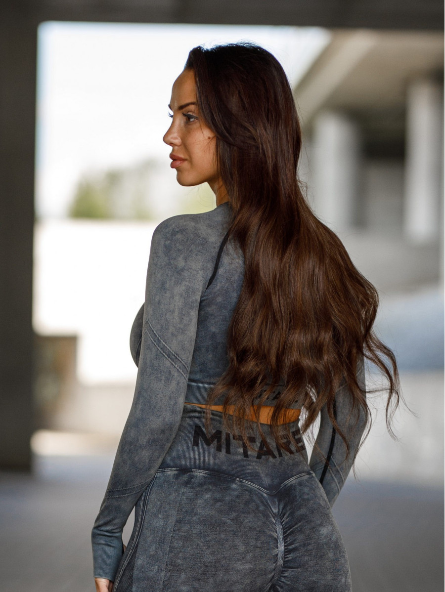 Nahtloses Crop Top PUSH UP MAX MARBLE K110 schwarz MITARE