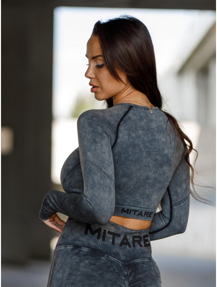 Nahtloses Crop Top PUSH UP MAX MARBLE K110 schwarz MITARE 2