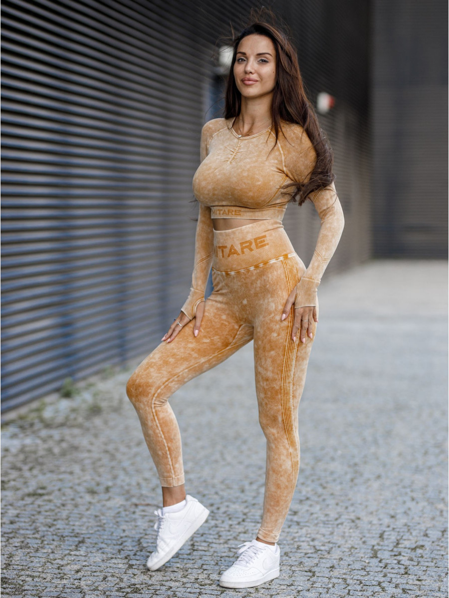 Nahtloses Crop Top PUSH UP MAX MARBLE K110 senf MITARE