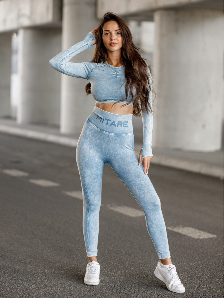 Seamless leggings PUSH UP MAX MARBLE K111 blaue jeans MITARE
