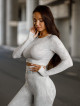 Nahtloses Crop Top PUSH UP MAX MARBLE K110 hellgrau MITARE