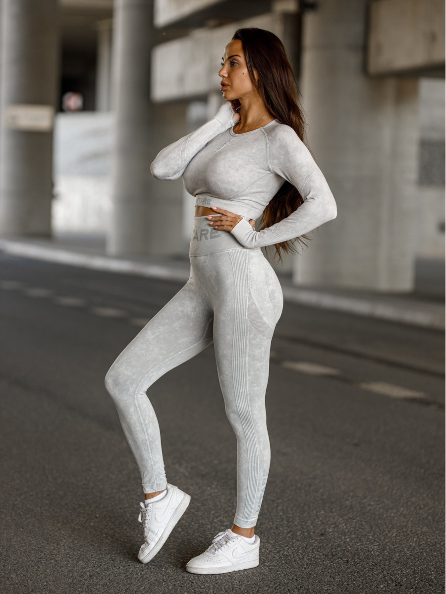 Nahtloses Crop Top PUSH UP MAX MARBLE K110 hellgrau MITARE