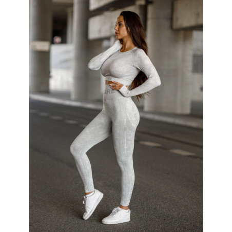 Seamless leggings PUSH UP MAX MARBLE K111 hellgrau MITARE