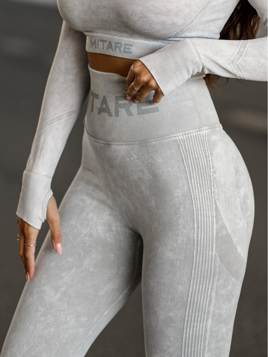 Seamless leggings PUSH UP MAX MARBLE K111 hellgrau MITARE