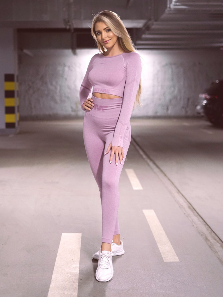 Nahtloses Crop Top PUSH UP MAX K084 helles Lila MITARE